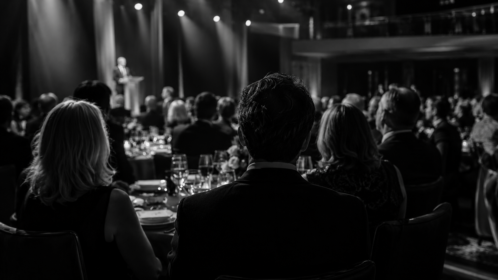 Convidados em uma noite de evento corporativo